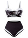 1940s Silhouette Plants Wide Straps Bikini