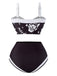 1940s Silhouette Plants Wide Straps Bikini
