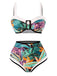 1940s Silhouette Plants Wide Straps Bikini