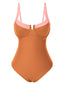1980s Colorblock Strap High-Leg One-Piece Swimsuit
