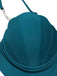 Teal 1960s Seashell Spaghetti Strap Cut-Out Swimsuit