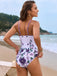 1950s Floral Print Spaghetti Strap One-Piece Swimsuit