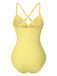 1950s Spaghetti Strap Cross-Back One-Piece Swimsuit