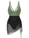 1950s Strap Sheer Mesh Solid One-Piece Swimsuit