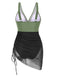1950s Strap Sheer Mesh Solid One-Piece Swimsuit