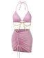 1970s Halter Shimmery Chain Crystal Bikini & Cover-Up