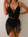 Black 1960s Jagged Edges Swimsuit & Sheer Cover-Up