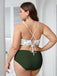 [Plus Size] Green 1950s Lace-Up Floral Bikini Set