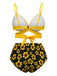 Yellow 1950s Sunflower Tie Back Bikini Set
