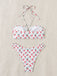 White 1950s Halter Cherry Bikini Set