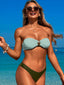 1960s Metal Decor Contrast Bandeau Bikini Set