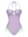 [Pre-Sale] Purple 1970s Shell Mermaid Bandeau One-Piece Swimsuit