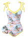 [Pre-Sale] Yellow 1950s Beach Prints One-Piece Swimsuit