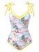 [Pre-Sale] Yellow 1950s Beach Prints One-Piece Swimsuit