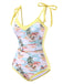 [Pre-Sale] Yellow 1950s Beach Prints One-Piece Swimsuit