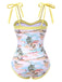 [Pre-Sale] Yellow 1950s Beach Prints One-Piece Swimsuit