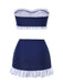 [Pre-Sale] Dark Blue 1960s Bandeau Ruffle Swimsuit