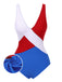 [Pre-Sale] Blue 1970s Red & White Colorblock One-Piece Swimsuit