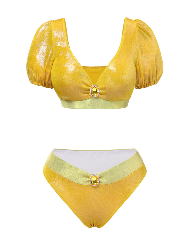 [Pre-Sale] Yellow 1950s Jewelry Glitter Princess Swimsuit