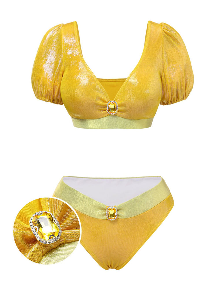 [Pre-Sale] Yellow 1950s Jewelry Glitter Princess Swimsuit