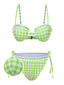 [Pre-Sale] 1960s Spaghetti Strap Lace-Up Gingham Plaid Bikini Set