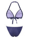 [Pre-Sale] Blue 1950s Polka Dots Lace Halter Bikini Set