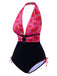 [Pre-Sale] Pink 1960s Watermelon Deep V Halter Swimsuit