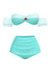 [Pre-Sale] Light Green 1970s Princess Style Rose Puff Bikini Set