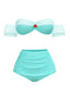 [Pre-Sale] Light Green 1970s Princess Style Rose Puff Bikini Set