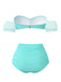 [Pre-Sale] Light Green 1970s Princess Style Rose Puff Bikini Set
