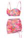 1960s Spaghetti Strap Floral Shell Bikini Set & Cover-up