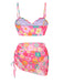 1960s Spaghetti Strap Floral Shell Bikini Set & Cover-up