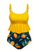 Yellow 1950s Ruffle Lemon Print Tankini Set