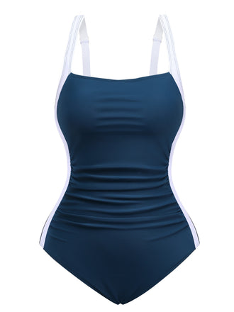 1950s Colorblock Tummy Control One-Piece Swimsuit