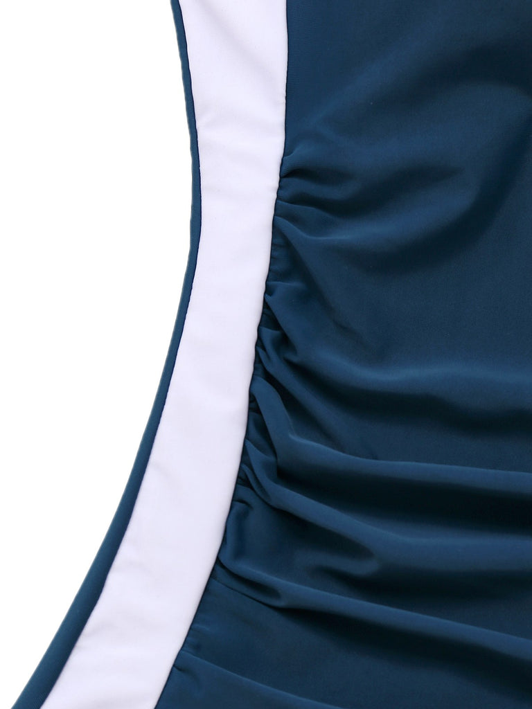 1950s Colorblock Tummy Control One-Piece Swimsuit