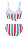 1940s Spaghetti Strap Bow Contrast Stripes Bikini