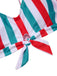 1940s Spaghetti Strap Bow Contrast Stripes Bikini