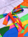 Multicolor 1960s Abstract Leaves One-Piece Swimsuit