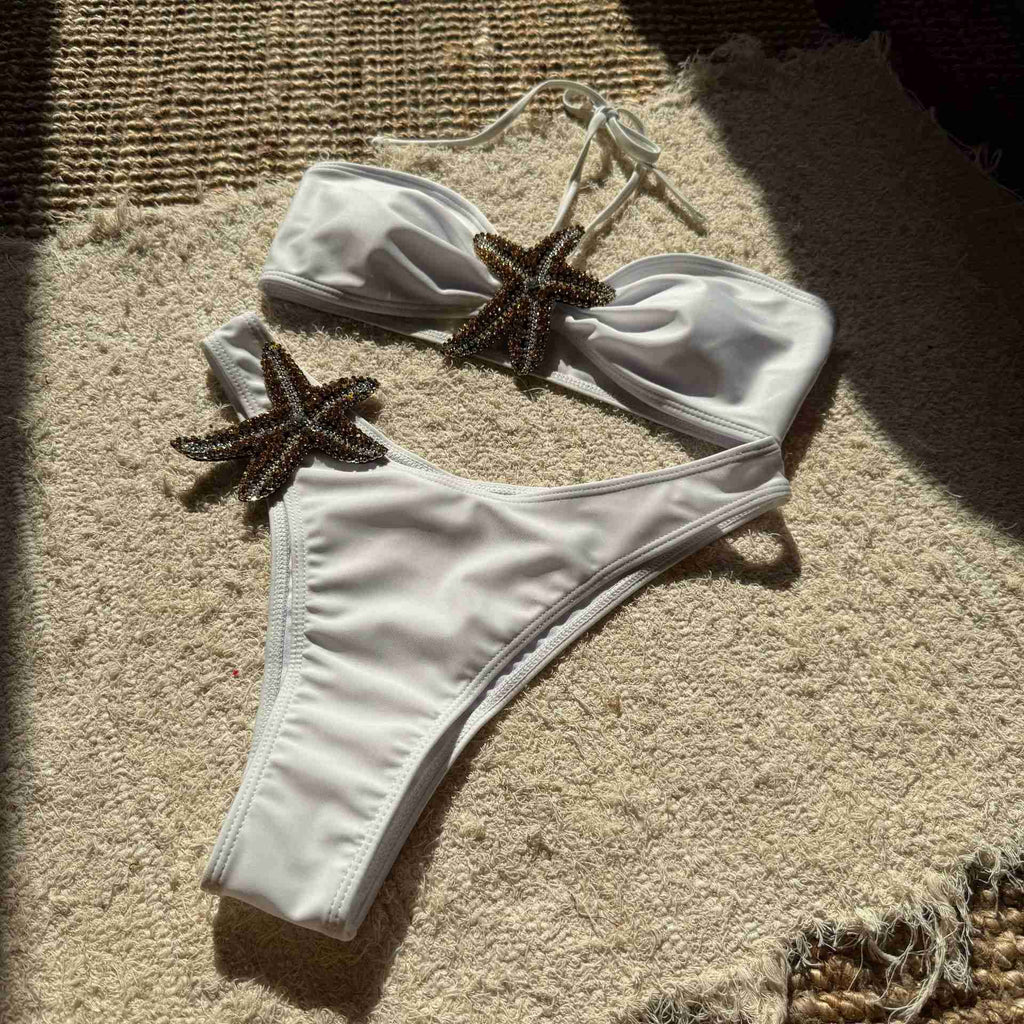 1960s Starfish Lace-Up Halter Bikini Set