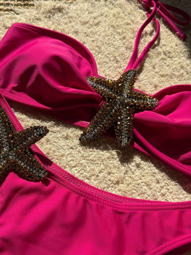 1960s Starfish Lace-Up Halter Bikini Set