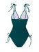 1950s Solid V-Neck Ruched One-Piece Swimsuit