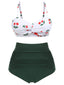 [Pre-Sale] [Plus Size] Green 1950s Sweetheart Neckline Cherry Spaghetti Strap Bikini Set