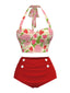 [Pre-Sale] Red 1950s Rose & Strawberry Halter Swimsuit