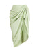 2PCS Green 1940s One-Shoulder One-Piece Swimsuit & Pleated Cover Up