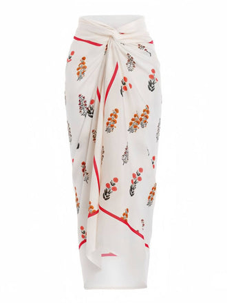 Beige 1960s Plants & Floral Cover-Up