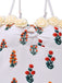 2PCS White 1960s 3D-Flower Spaghetti Straps Swimsuit & Cover-Up
