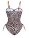 Brown 1940s Leopard Hollow Drawstring Swimsuit