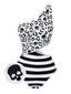Black 1980s One-Shoulder Hollow Skull Stripe Swimsuit