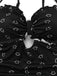 Black 1930s Smile Print Ruffles Spaghetti Straps One-Piece Swimsuit