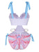 1970s Ruffled Pearl Chain Hollow Waist Swimsuit